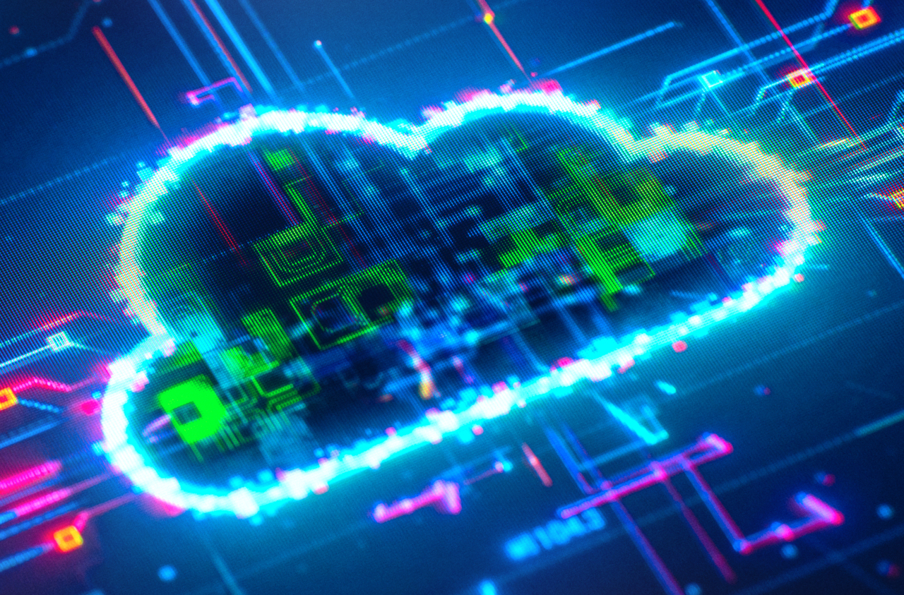 Cloud Network Solution digital background. Cyber Security and Cloud Technology Concept - Cloud Network Solution - 1273823720
